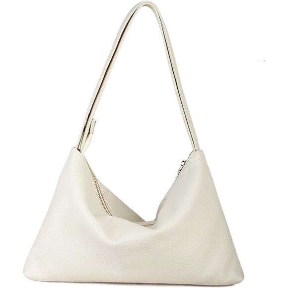 Premium Full Grain Leather Dumpling Bag Women Crossbody Shoulder Handbag Off-whi - Picture 2 of 8